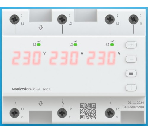 Реле напряжения D6-50 red Welrok 4660251140403