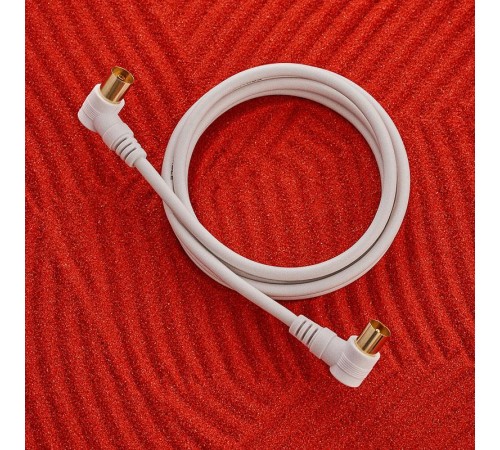 Шнур ТВ гнездо - ТВ штекер, угловой, длина 1,5 метра, белый REXANT