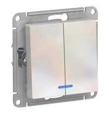 Systeme electric ATN000453 ATLASDESIGN 2-клавишный ВЫКЛЮЧАТЕЛЬ с подсветкой, сх.5а, 10АХ, механизм, ЖЕМЧУГ