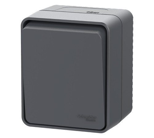 AtlasDesign PROFI IP54 О/У 1-клавишный кнопочный ВЫКЛЮЧАТЕЛЬ 10 АХ, АНТРАЦИТ
