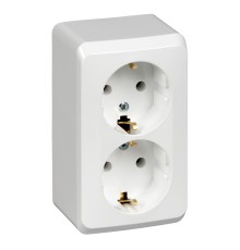 Systeme electric PA16-007B ЭТЮД О/У двойная РОЗЕТКА с заземлением без шторок 16А 250B, БЕЛЫЙ, Россия