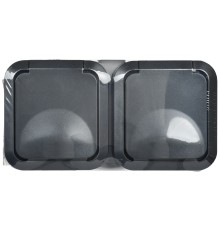 Розетка 2-местная горизонтальная TORS 16А IP55 графит