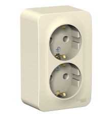 Systeme electric BLNRA010202 BLANCA О/У РОЗЕТКА двойная с заземлением без шторок, 16А, 250В, МОЛОЧНЫЙ