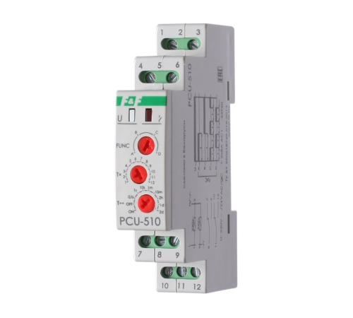 Реле времени PCU-510 (многофункц. 230В 2х8А 2перекл. IP20 монтаж на DIN-рейке) F&F EA02.001.009
