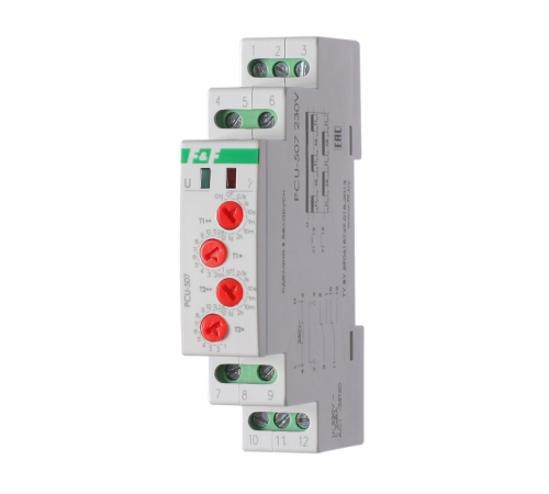 Реле времени PCU-507 (многофункц. два независимых вр. 1 мод. 230В 2х8А 2P IP20 монтаж на DIN-рейке) F&F EA02.001.022
