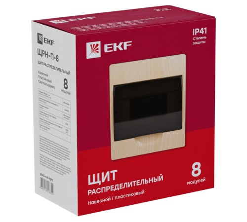 EKF pb40-n-8-light Щит распределительный навесной ЩРН-П- 8 светлое дерево IP41 EKF PROxima