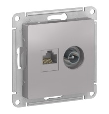 Systeme electric ATN000389 ATLASDESIGN РОЗЕТКА двойная комп+ТВ, RJ45+TV, кат.5E, механизм, АЛЮМИНИЙ