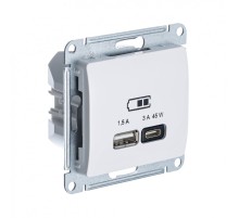GLOSSA USB РОЗЕТКА A + тип-C 45W высокоскор.заряд. QC, PD, механизм, БЕЖЕВЫЙ