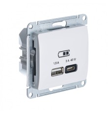 GLOSSA USB РОЗЕТКА A + тип-C 45W высокоскор.заряд. QC, PD, механизм, БЕЖЕВЫЙ