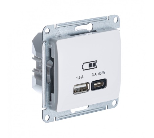 GLOSSA USB РОЗЕТКА A + тип-C 45W высокоскор.заряд. QC, PD, механизм, БЕЖЕВЫЙ GLOSSA USB РОЗЕТКА A + тип-C 45W высокоскор.заряд. QC, PD, механизм, БЕЖЕВЫЙ