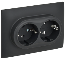 SKANDY Розетка 2-местная с заземлением без защитных шторок 16А в сборе SK-R08G графит IEK