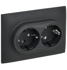 SKANDY Розетка 2-местная с заземлением без защитных шторок 16А в сборе SK-R08G графит IEK
