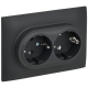 SKANDY Розетка 2-местная с заземлением без защитных шторок 16А в сборе SK-R08G графит IEK