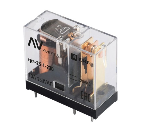Реле промежуточное РП slim 25/1 10A 230В AC EKF AVERES
