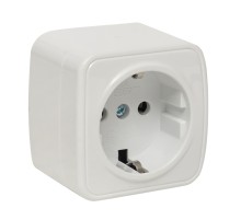 EKF EGR16-028-10 Минск Розетка 1-местная ОП 16А с заземлением белая  EKF Basic