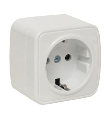 EKF EGR16-028-10 Минск Розетка 1-местная ОП 16А с заземлением белая  EKF Basic