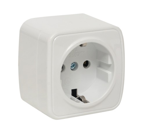 EKF EGR16-028-10 Минск Розетка 1-местная ОП 16А с заземлением белая  EKF Basic