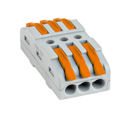 EKF plc-smk-423 Строительно-монтажная клемма СМК 222-423 проходная 3 полюса 0,08-4мм2 (25шт.)