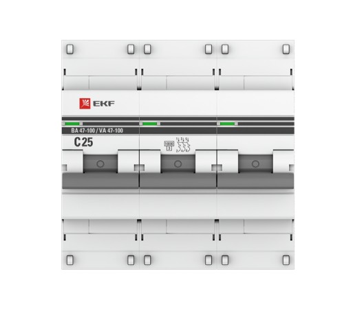 EKF mcb47100-3-25C-pro Автоматический выключатель 3P 25А (C) 10kA ВА 47-100 EKF PROxima EKF mcb47100-3-25C-pro Автоматический выключатель 3P 25А (C) 10kA ВА 47-100 EKF PROxima