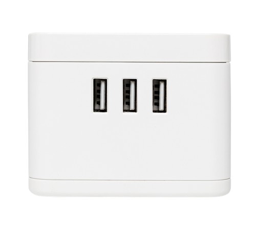 Удлинитель Куб 2 гнезда 3USB 2,4А+зарядное        устройство 1,3 метра 1мм2