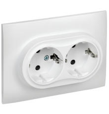 SKANDY Розетка 2-местная с заземлением с защитными шторками 16А в сборе SK-R07W арктический белый IEK