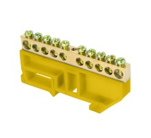 EKF sn0-63-10-dz Шина "0" N (6х9мм) 10 отверстий латунь желтый изолятор на DIN-рейку EKF PROxima