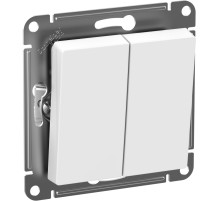ATLASDESIGN AQUA Выключатель 2-клавишный, IP44, сх.5, 10АХ, механизм, БЕЛЫЙ