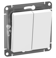 ATLASDESIGN AQUA Выключатель 2-клавишный, IP44, сх.5, 10АХ, механизм, БЕЛЫЙ