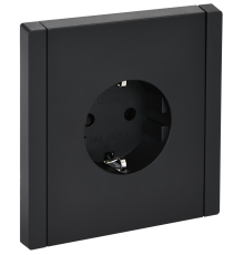 FORTE&PIANO Розетка 1-местная с заземлением с защитными шторками безвинтовое крепление 16А FP113 черный IEK