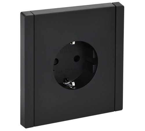 FORTE&PIANO Розетка 1-местная с заземлением с защитными шторками безвинтовое крепление 16А FP113 черный IEK