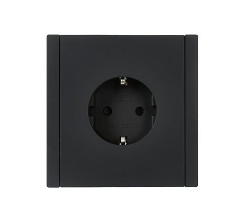 FORTE&PIANO Розетка 1-местная с заземлением с защитными шторками безвинтовое крепление 16А FP113 черный IEK
