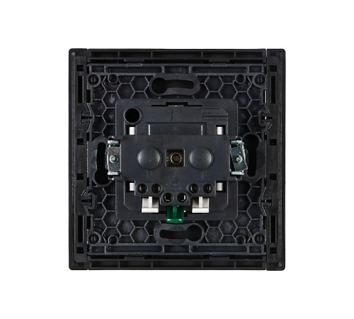FORTE&PIANO Розетка 1-местная с заземлением с защитными шторками безвинтовое крепление 16А FP113 черный IEK