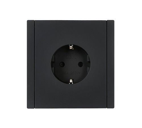 FORTE&PIANO Розетка 1-местная с заземлением с защитными шторками винтовое крепление 16А FP115 черный IEK