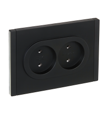 FORTE&PIANO Розетка 2-местная без заземления без защитных шторок безвинтовое крепление 10А FP126 черный IEK