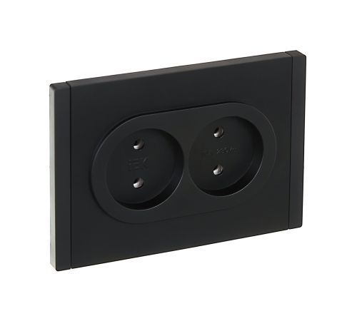 FORTE&PIANO Розетка 2-местная без заземления без защитных шторок безвинтовое крепление 10А FP126 черный IEK