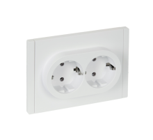 FORTE&PIANO Розетка 2-местная с заземлением без защитных шторок безвинтовое крепление 16А FP224 белый IEK