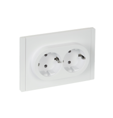 FORTE&PIANO Розетка 2-местная с заземлением без защитных шторок безвинтовое крепление 16А FP224 белый IEK