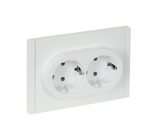 FORTE&PIANO Розетка 2-местная с заземлением без защитных шторок безвинтовое крепление 16А FP224 белый IEK