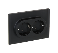 FORTE&PIANO Розетка 2-местная с заземлением без защитных шторок безвинтовое крепление 16А FP124 черный IEK
