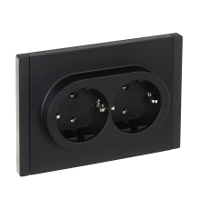 FORTE&PIANO Розетка 2-местная с заземлением без защитных шторок безвинтовое крепление 16А FP124 черный IEK