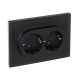FORTE&PIANO Розетка 2-местная с заземлением без защитных шторок безвинтовое крепление 16А FP124 черный IEK