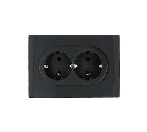 FORTE&PIANO Розетка 2-местная с заземлением без защитных шторок безвинтовое крепление 16А FP124 черный IEK