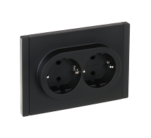 FORTE&PIANO Розетка 2-местная с заземлением с защитными шторками безвинтовое крепление 16А FP123 черный IEK