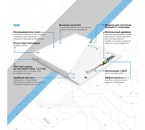 Светильник Gauss MiR G1-A0-00070-01G02-2003540 30Вт 4000K белый Светильник Gauss MiR G1-A0-00070-01G02-2003540 30Вт 4000K белый