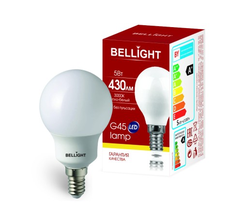Лампа LED 5Вт 3000K 430Лм E14  Шар Bellight