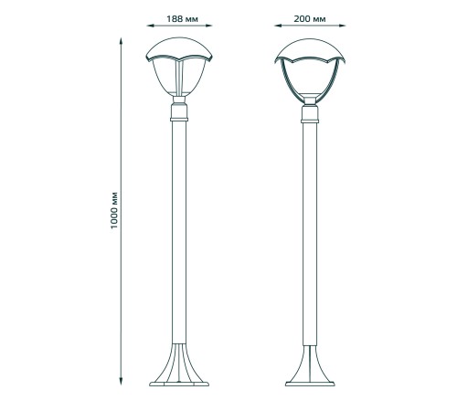 Светильник садово-парковый Gauss Aura столб 200*200*1000mm, 170-240V / 50Hz, 1xE27, Max.60W, IP: 54, 1/6