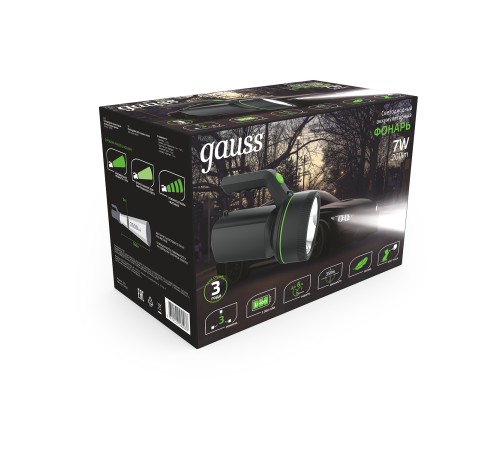 Прожектор Gauss GFL601 черный 7Вт лам.:светодиод. (GF601) Прожектор Gauss GFL601 черный 7Вт лам.:светодиод. (GF601)
