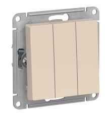 Systeme electric ATN000231 ATLASDESIGN 3-клавишный ВЫКЛЮЧАТЕЛЬ, сх.1+1+1, 10АХ, механизм, БЕЖЕВЫЙ