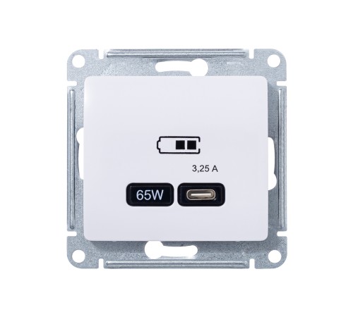 GLOSSA USB РОЗЕТКА тип-С 65W высокоскор.заряд. QC, PD, механизм, БЕЛЫЙ GLOSSA USB РОЗЕТКА тип-С 65W высокоскор.заряд. QC, PD, механизм, БЕЛЫЙ