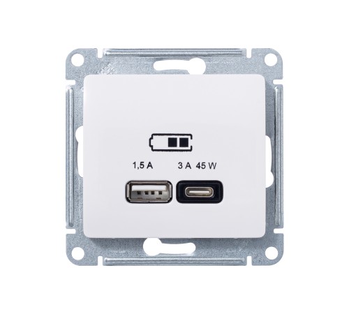 GLOSSA USB РОЗЕТКА A + тип-C 45W высокоскор.заряд. QC, PD, механизм, БЕЖЕВЫЙ GLOSSA USB РОЗЕТКА A + тип-C 45W высокоскор.заряд. QC, PD, механизм, БЕЖЕВЫЙ